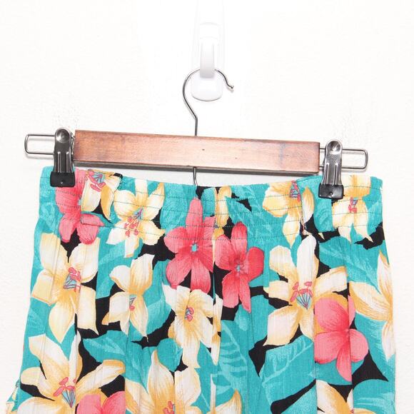 Vintage Tarazzia High Waist Floral Culottes Wide Leg Shorts Tropical Sz M - Picture 5 of 7